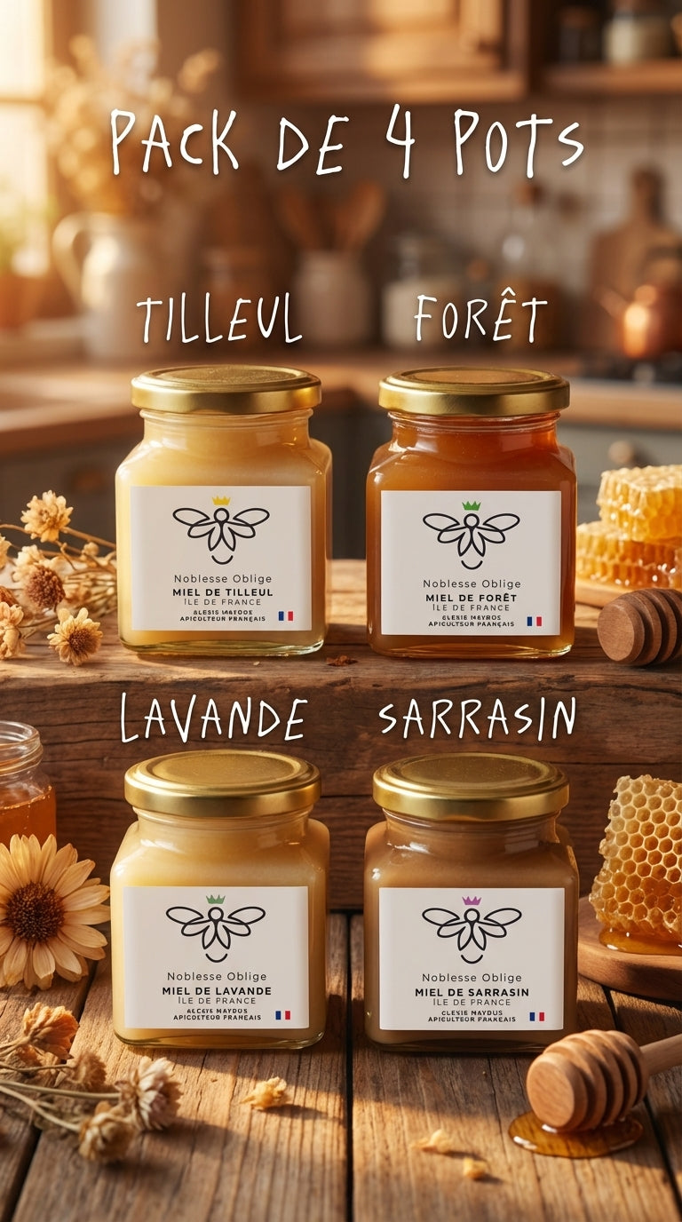 Pack 4 Pots – Tilleul / Forêt / Lavande / Sarrasin